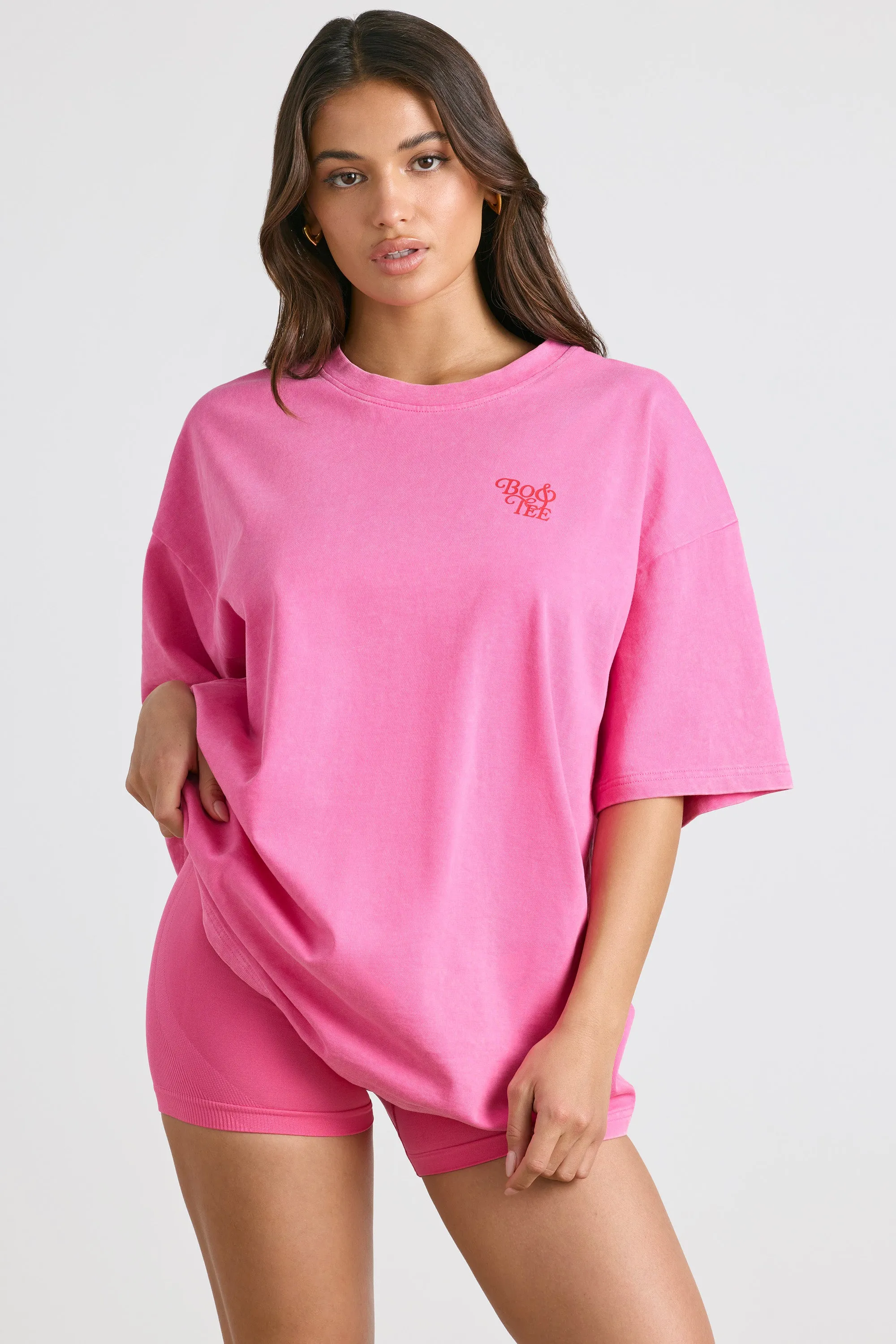 Oversized Short-Sleeve T-shirt in Hot Pink sold by Bo + Tee product image thumbnail 3