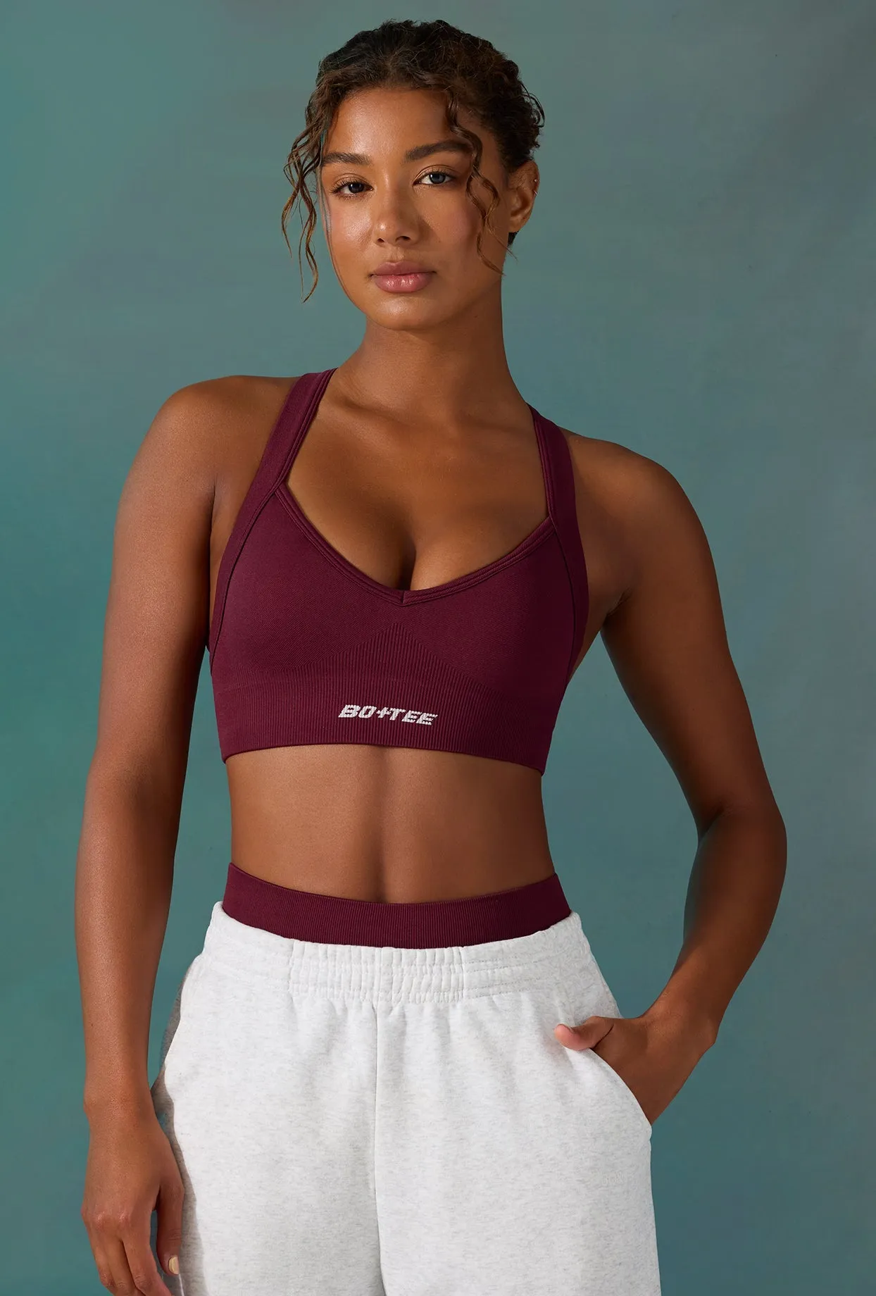 Purpose - Super Sculpt Seamless Cross Back Sports Bra in Plum sold by Bo + Tee product image thumbnail 5