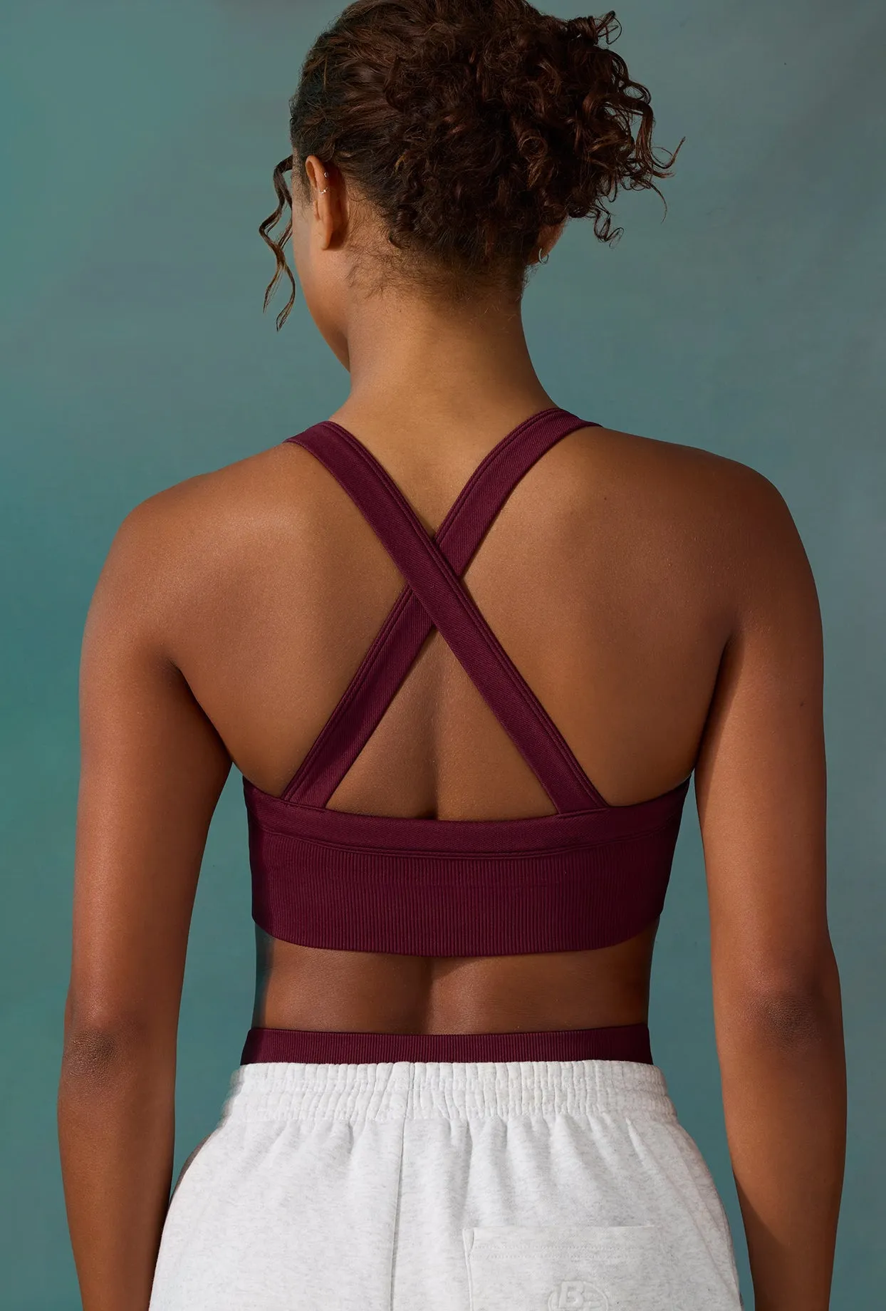 Purpose - Super Sculpt Seamless Cross Back Sports Bra in Plum sold by Bo + Tee product image thumbnail 3