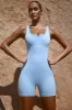 Ultra - Wide Strap Unitard in Sky Blue sold by Bo + Tee