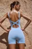 Ultra - Wide Strap Unitard in Sky Blue sold by Bo + Tee