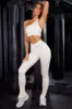 All Fired Up - High Waist Split Flare Ribbed Leggings in Ivory sold by Bo + Tee