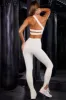 All Fired Up - High Waist Split Flare Ribbed Leggings in Ivory sold by Bo + Tee