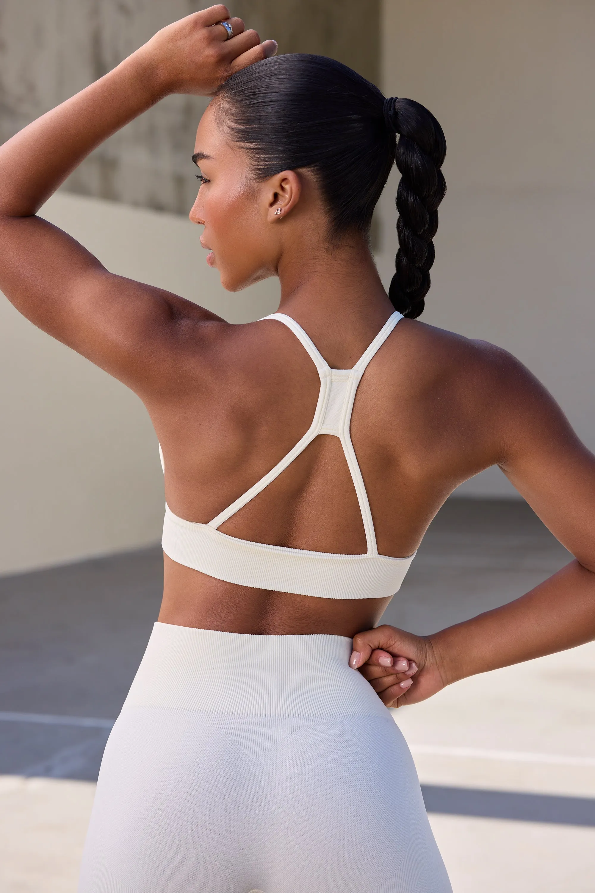 Super Sculpt Seamless Triangle Sports Bra in Eggshell sold by Bo + Tee product image thumbnail 3