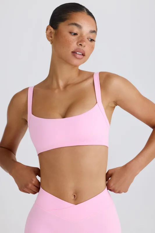 Soft Active Contrast-Trim Sports Bra in Bubblegum Pink sold by Bo + Tee