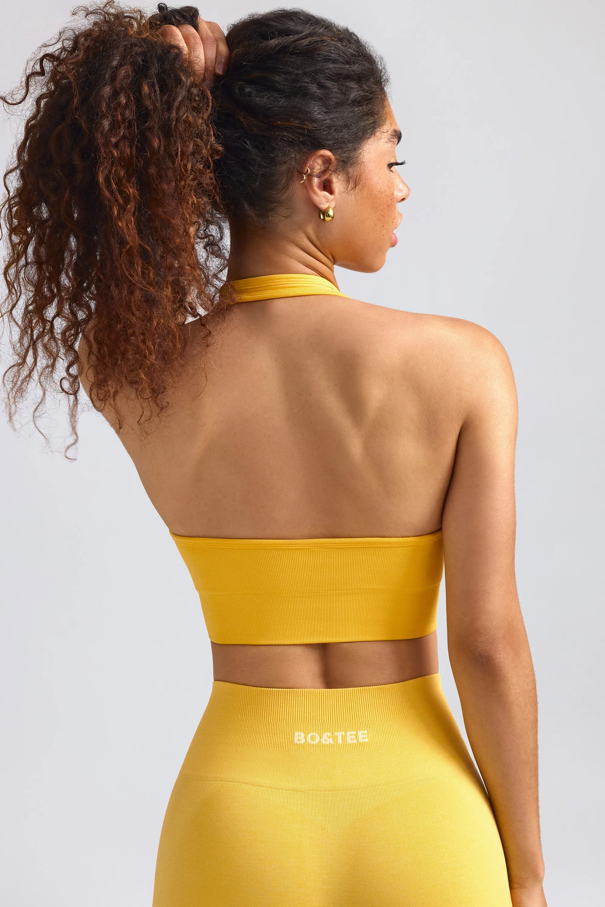 Define Luxe Halterneck Sports Bra in Golden Yellow sold by Bo + Tee product image thumbnail 3
