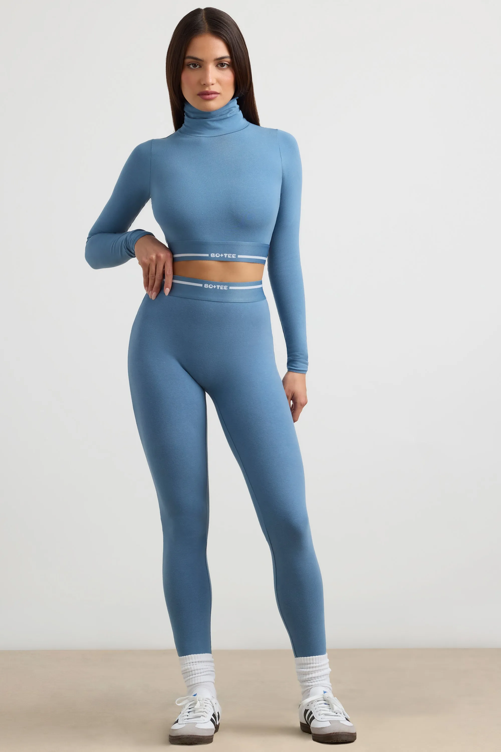 High-Waist Leggings in Steel Blue sold by Bo + Tee product image thumbnail 5