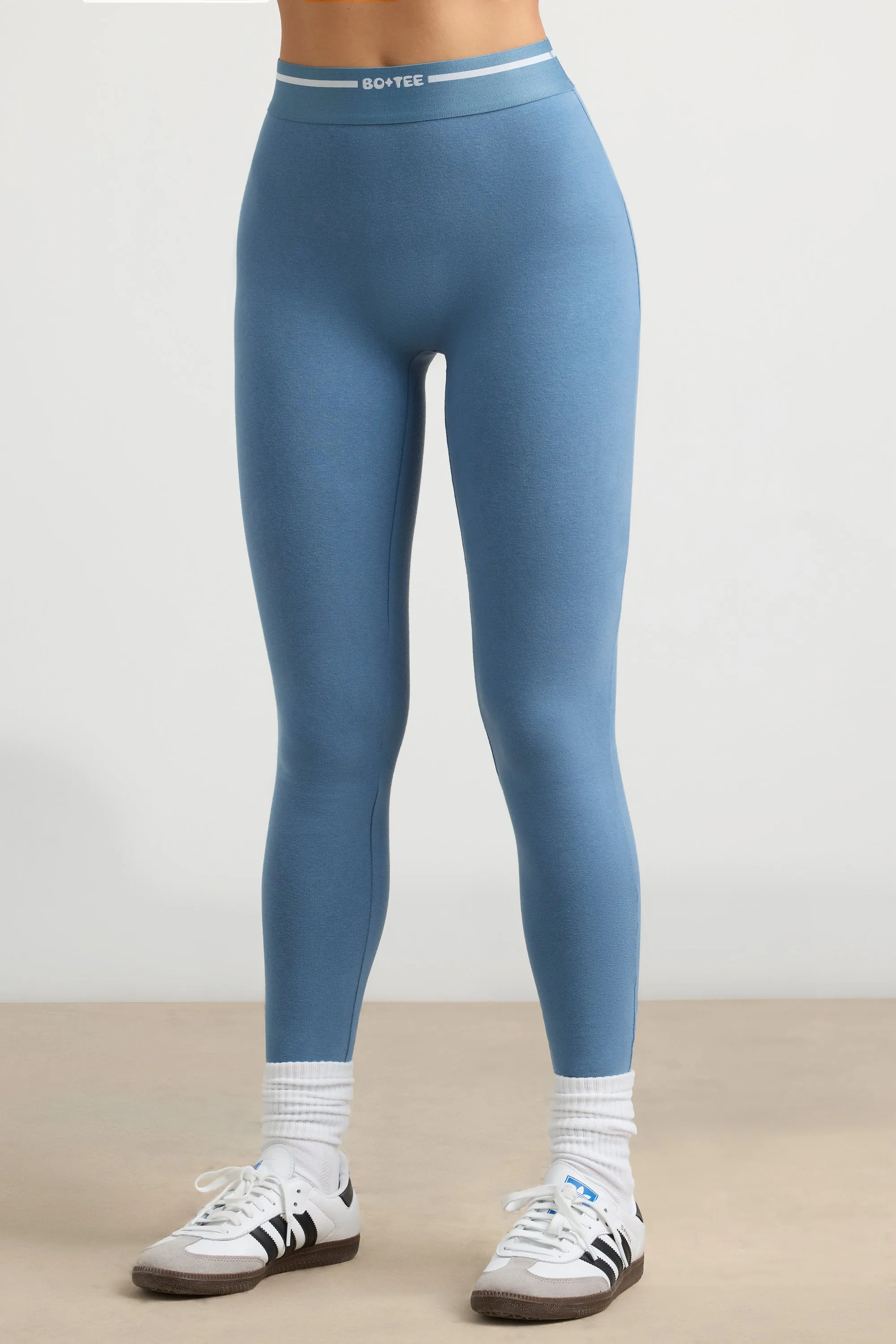 High-Waist Leggings in Steel Blue sold by Bo + Tee product image thumbnail 4