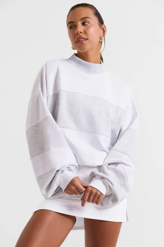 Game - Oversized High Neck Sweatshirt in Soft Grey sold by Bo + Tee