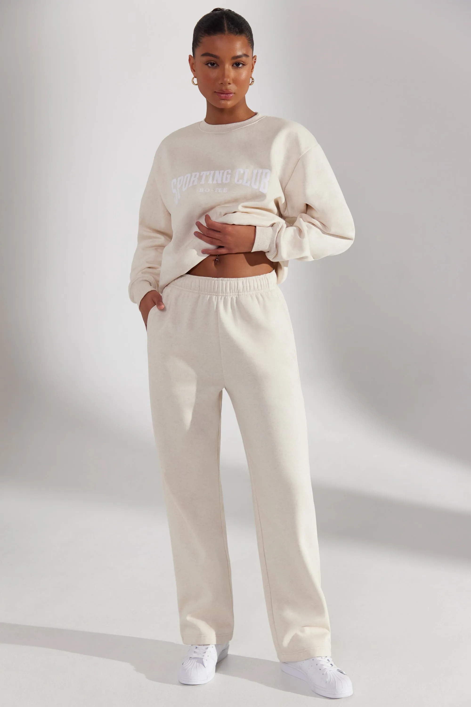 Principal - Petite Wide Leg Joggers in Heather Oat sold by Bo + Tee product image thumbnail 2