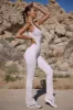 Powerful - Flared Full Length Unitard in Soft Grey sold by Bo + Tee