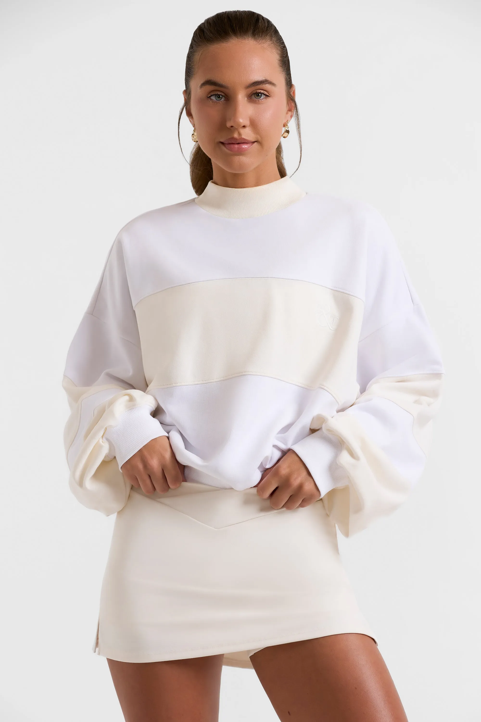 Game - Oversized High Neck Sweatshirt in Bone sold by Bo + Tee