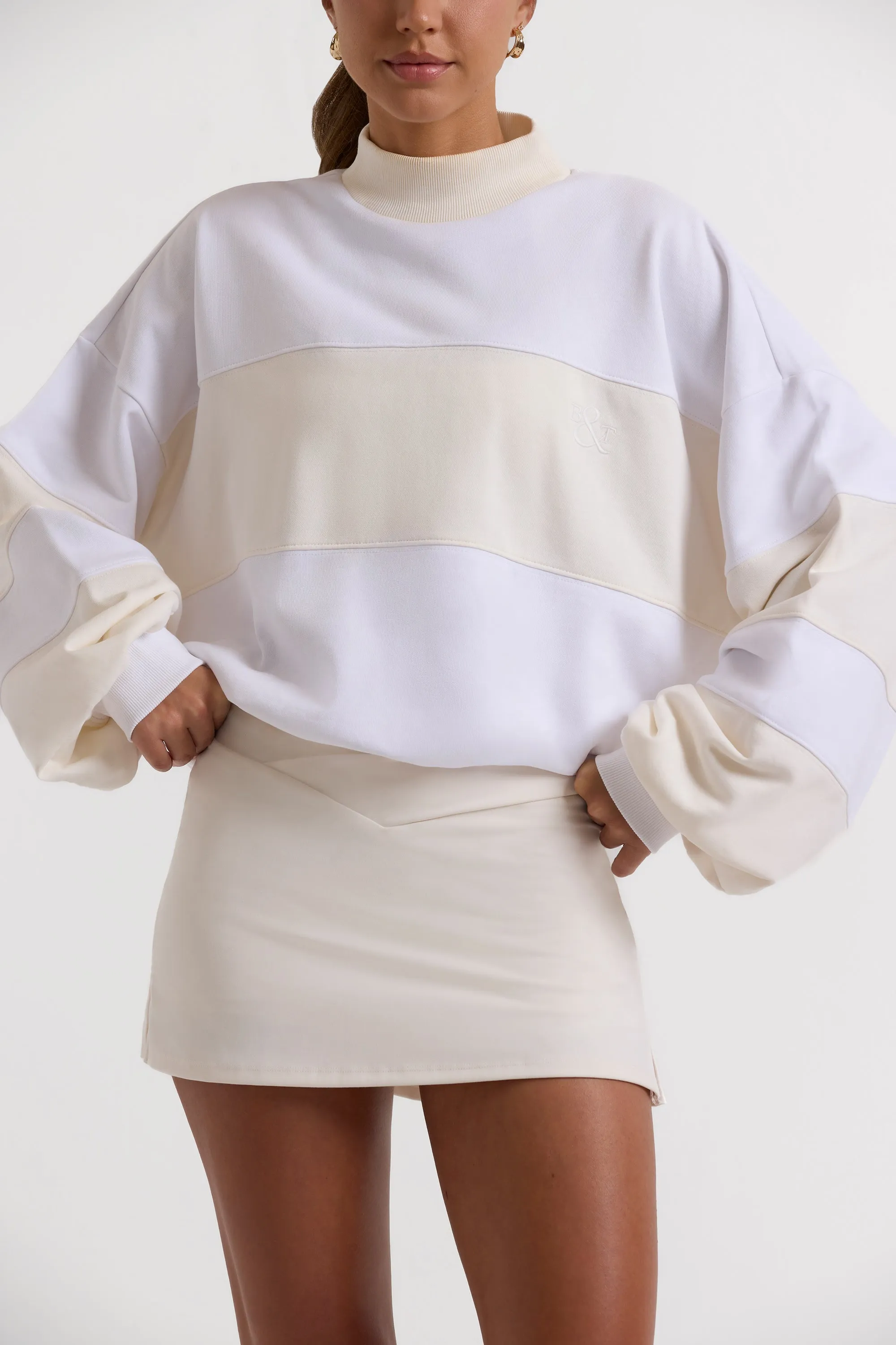 Game - Oversized High Neck Sweatshirt in Bone sold by Bo + Tee product image thumbnail 4