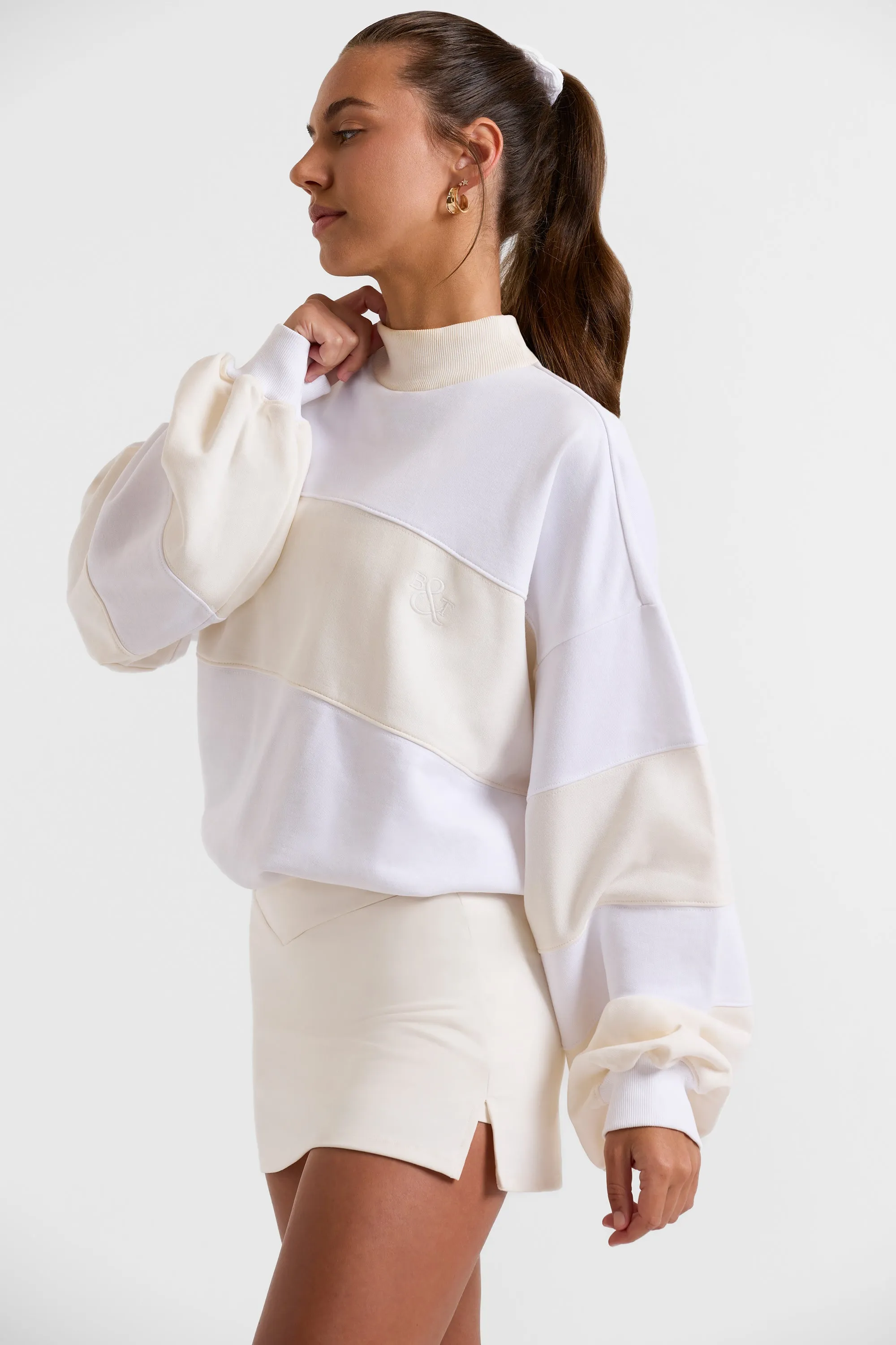 Game - Oversized High Neck Sweatshirt in Bone sold by Bo + Tee product image thumbnail 2