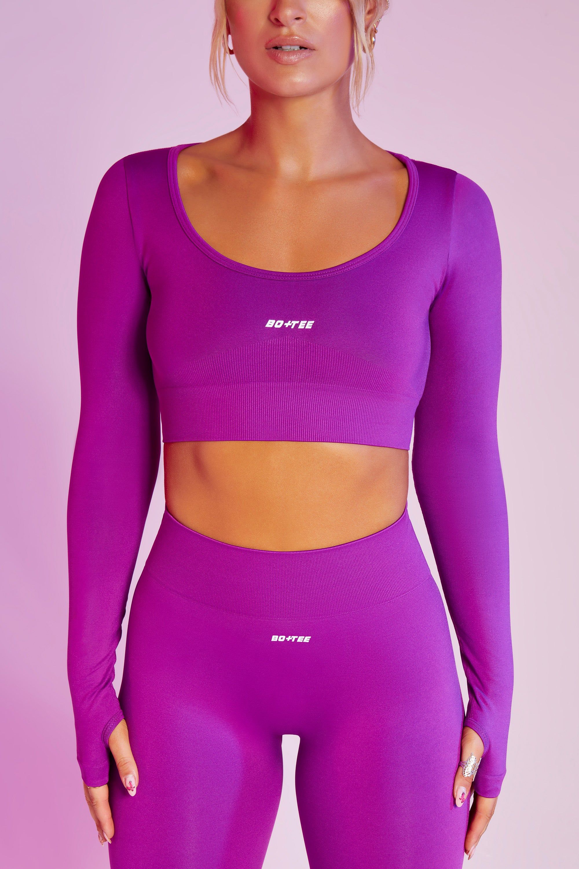 Reignited - Seamless Long Sleeve Crop Top in Purple sold by Bo + Tee product image thumbnail 5