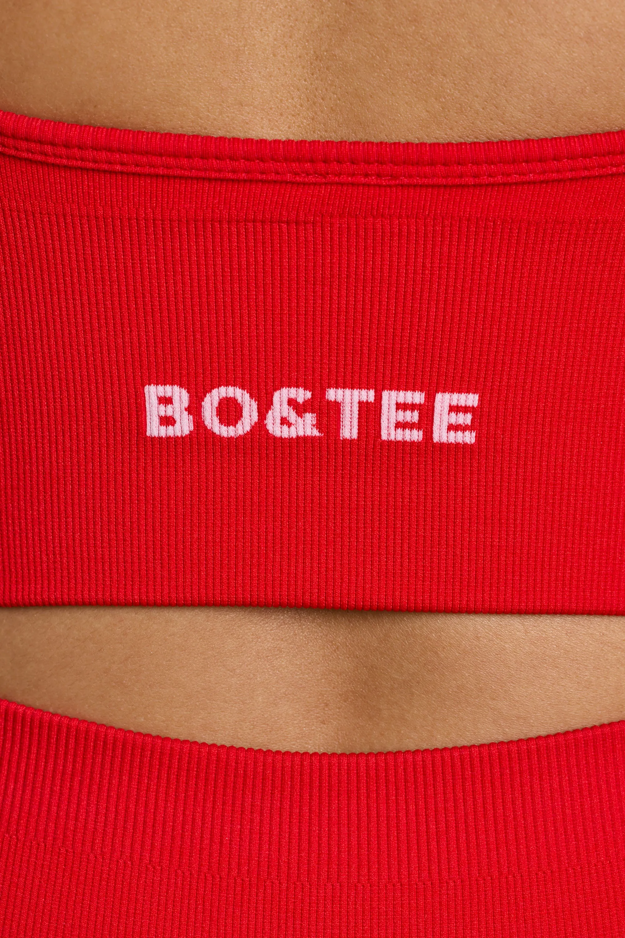 Exclusive - V-Neck Define Luxe Sports Bra in Red sold by Bo + Tee product image thumbnail 4