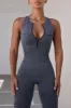 Velocity - Petite Super Sculpt Seamless Zip Up Full Length Unitard in Marl Black sold by Bo + Tee