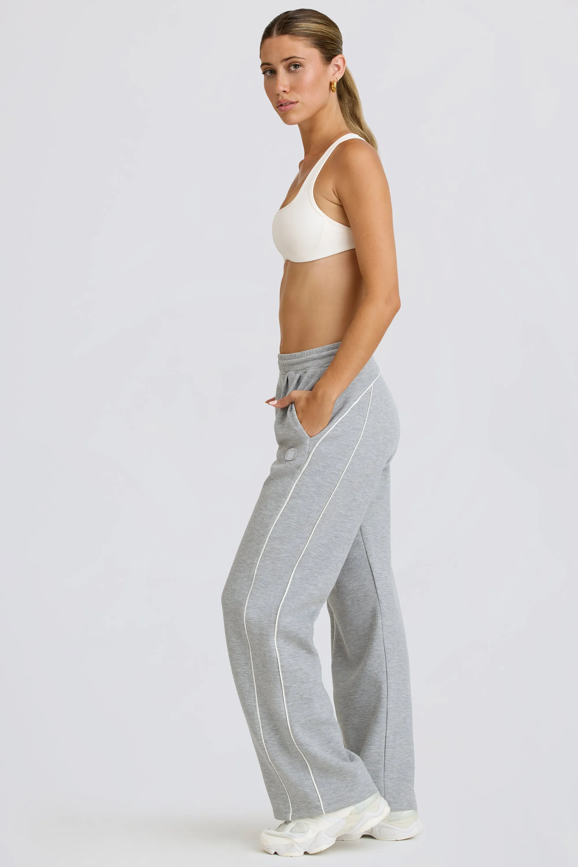 Petite Mid-Rise Straight-Leg Joggers in Grey Marl sold by Bo + Tee product image thumbnail 5