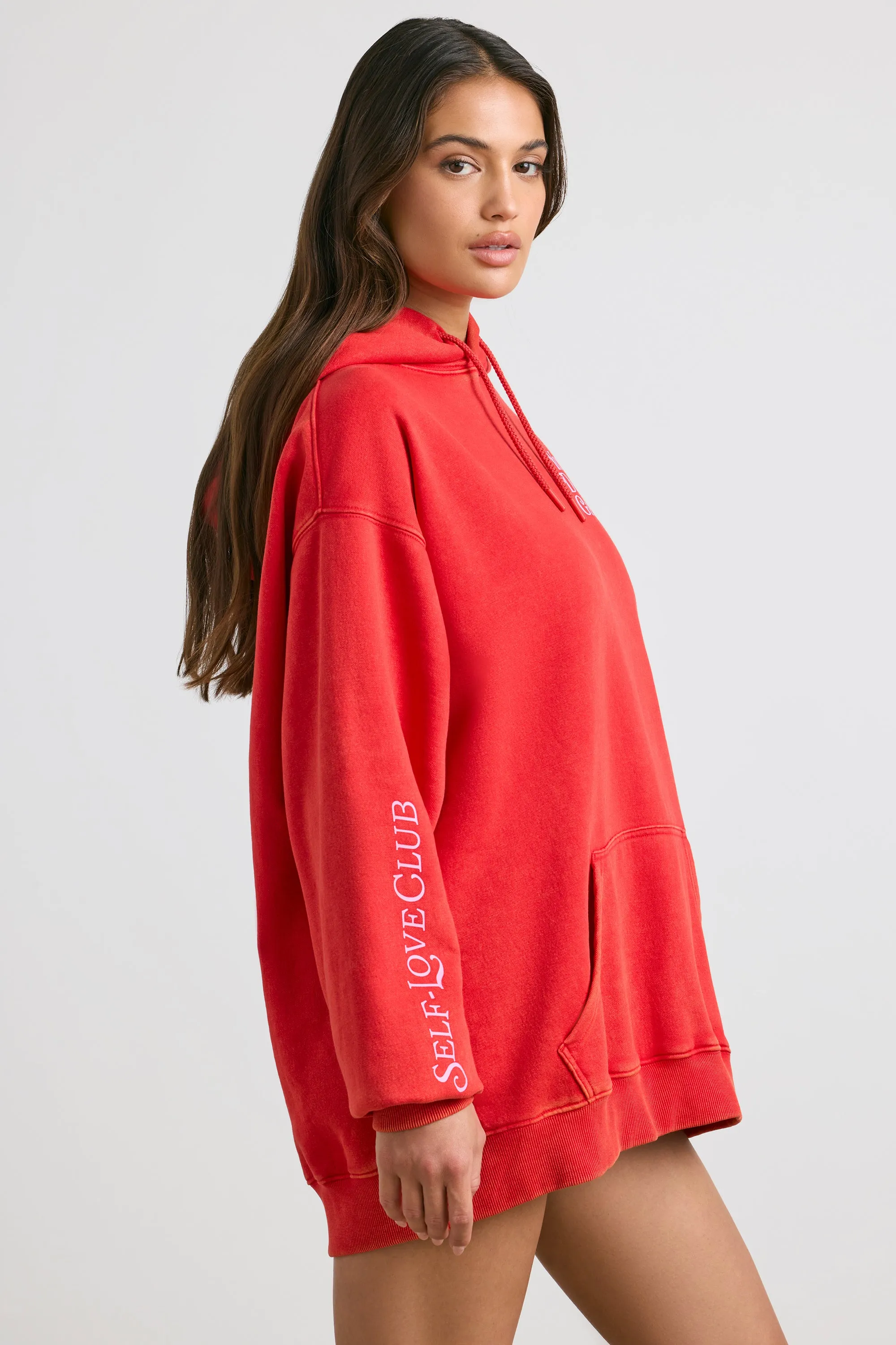 Soft Cotton Jersey Oversized Hoodie in Red sold by Bo + Tee product image thumbnail 2