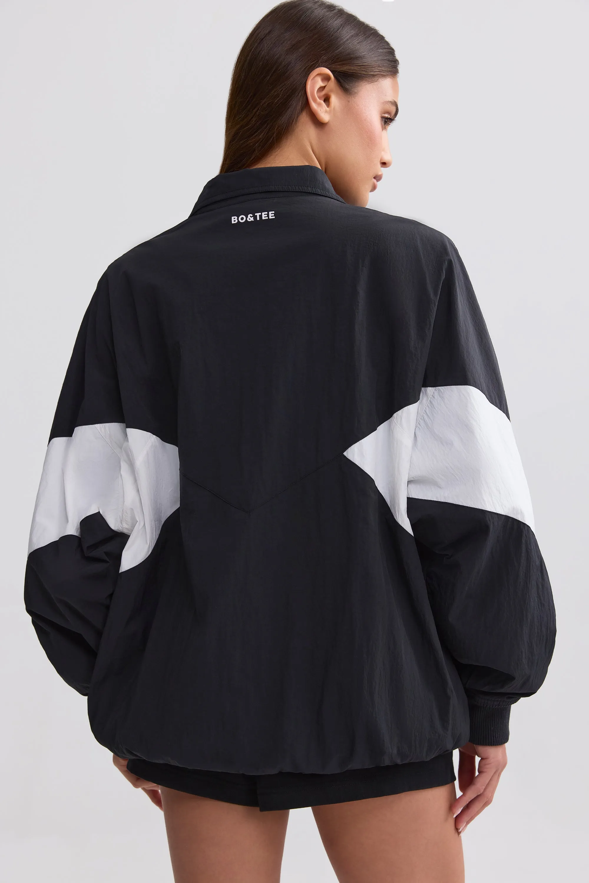 Oversized Colourblock Track Jacket in Black sold by Bo + Tee product image thumbnail 3