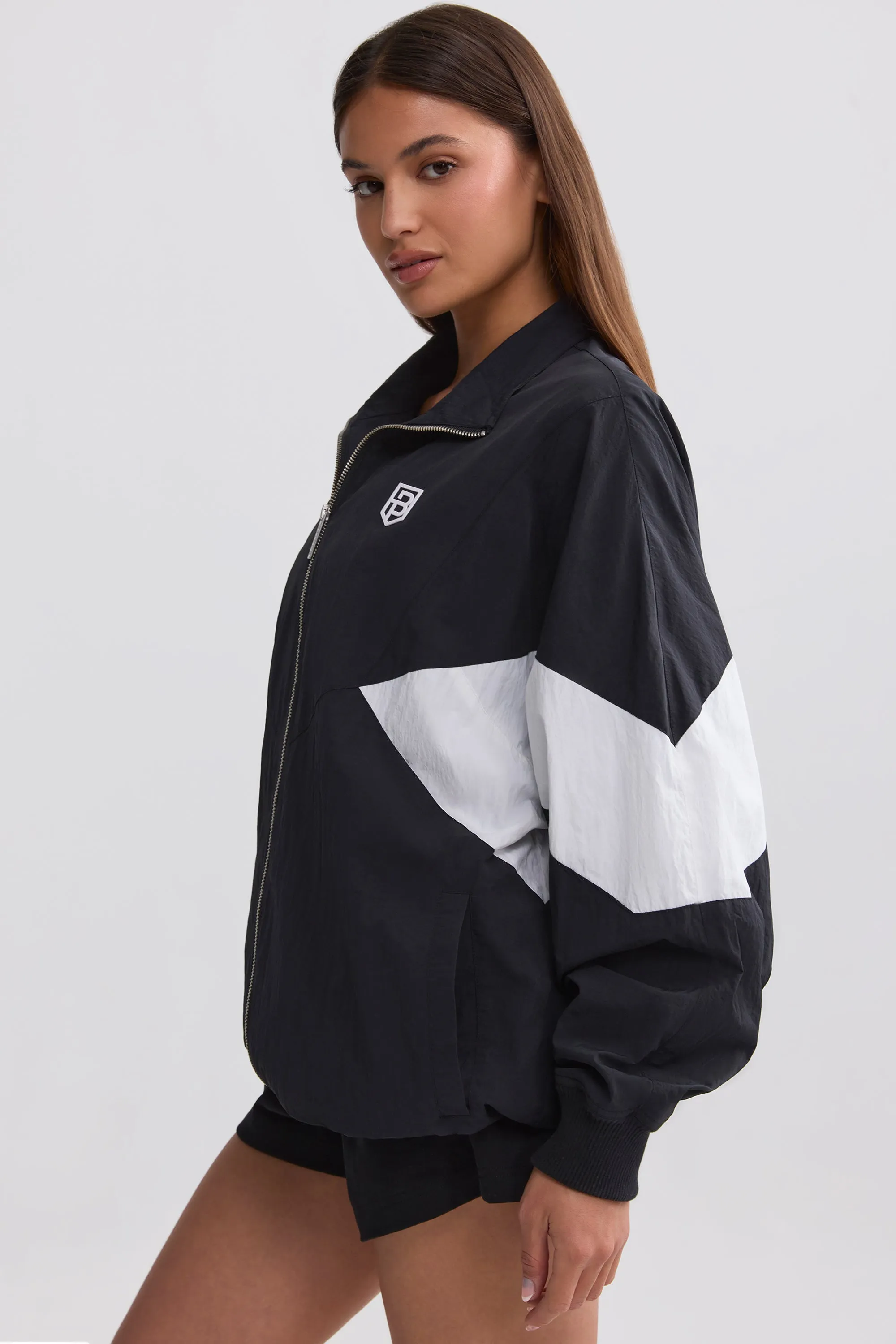 Oversized Colourblock Track Jacket in Black sold by Bo + Tee product image thumbnail 2