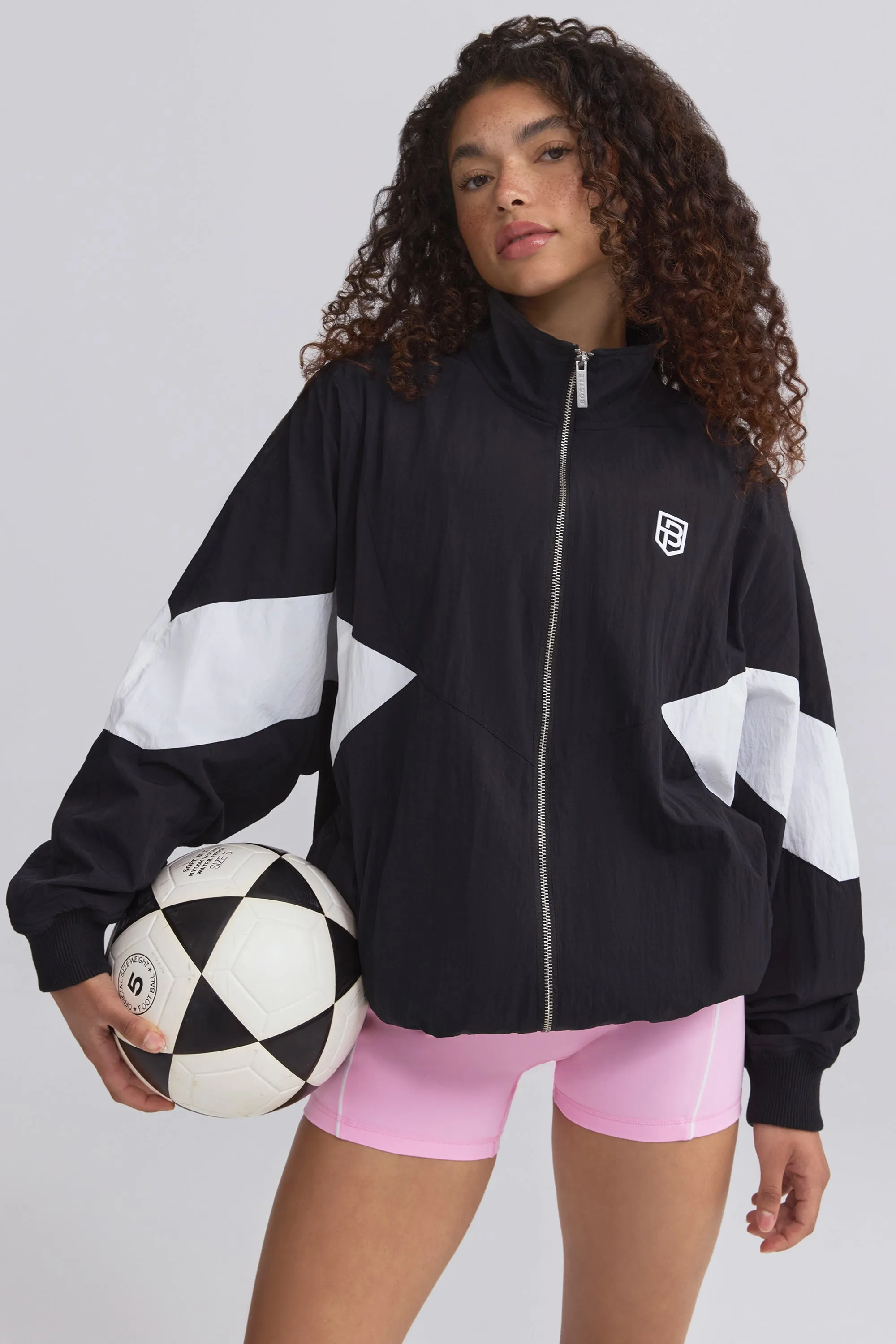Oversized Colourblock Track Jacket in Black sold by Bo + Tee