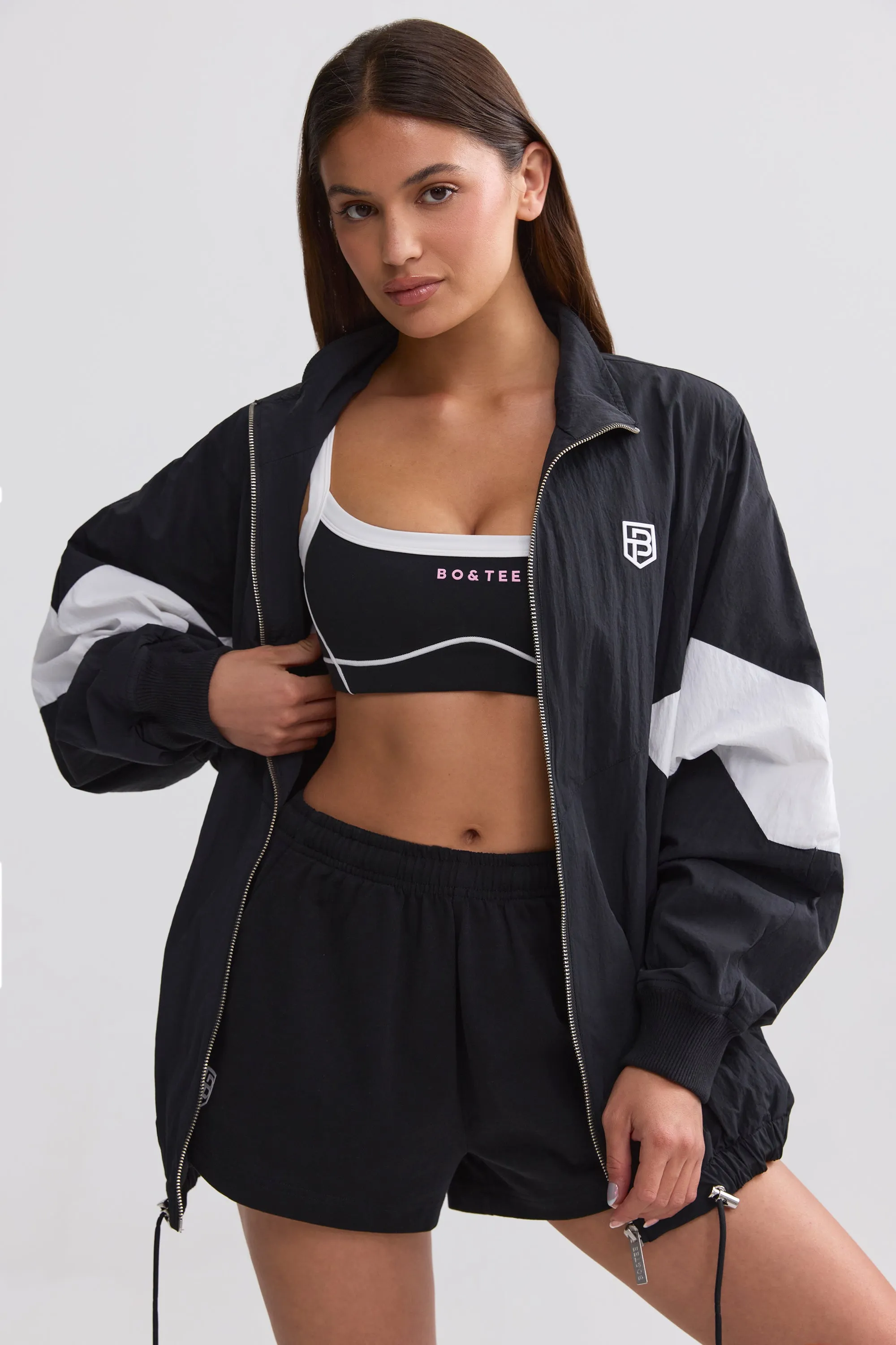 Oversized Colourblock Track Jacket in Black sold by Bo + Tee product image thumbnail 5