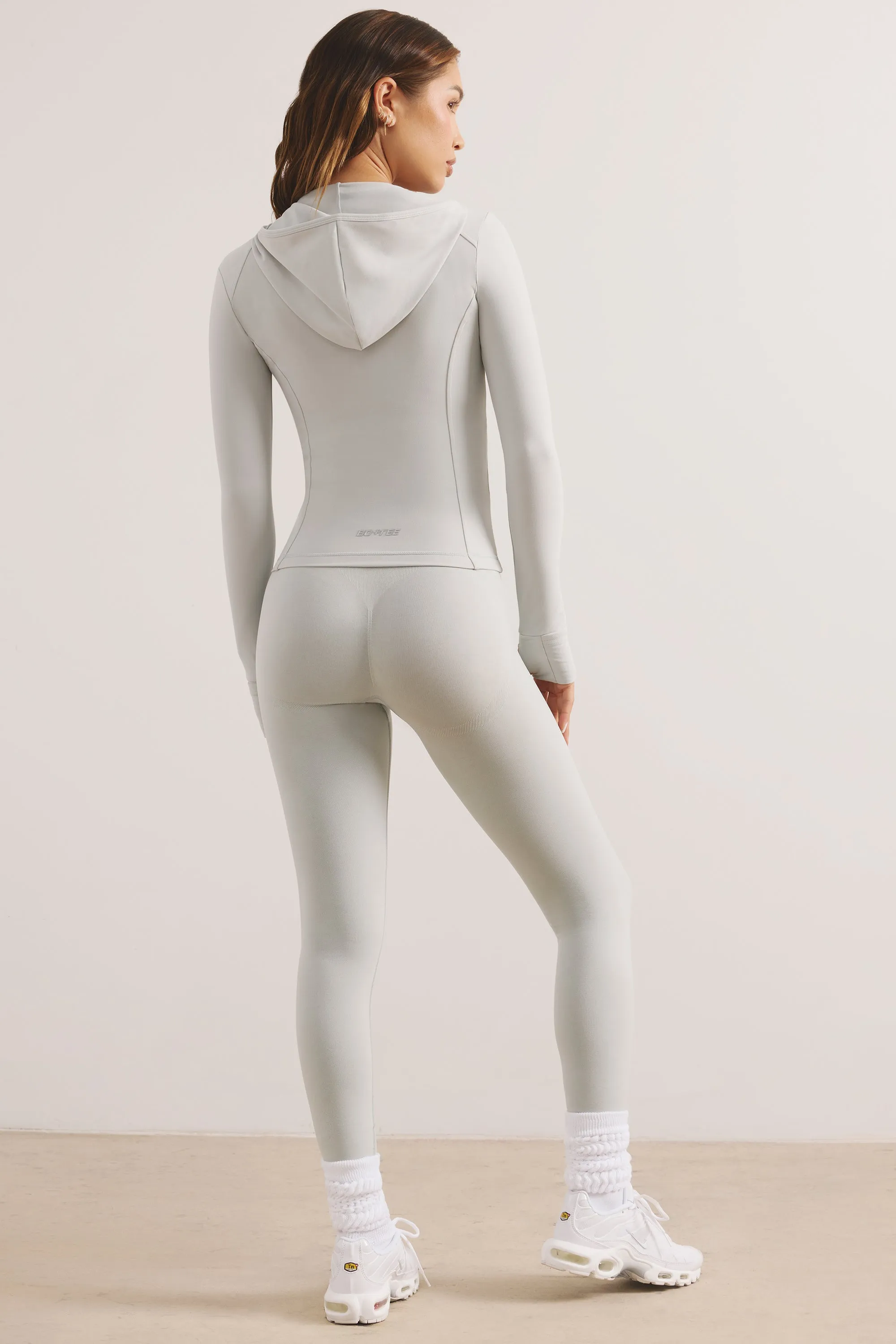 Vigour - Soft Active Hooded Zip Up Jacket in Light Grey sold by Bo + Tee product image thumbnail 3