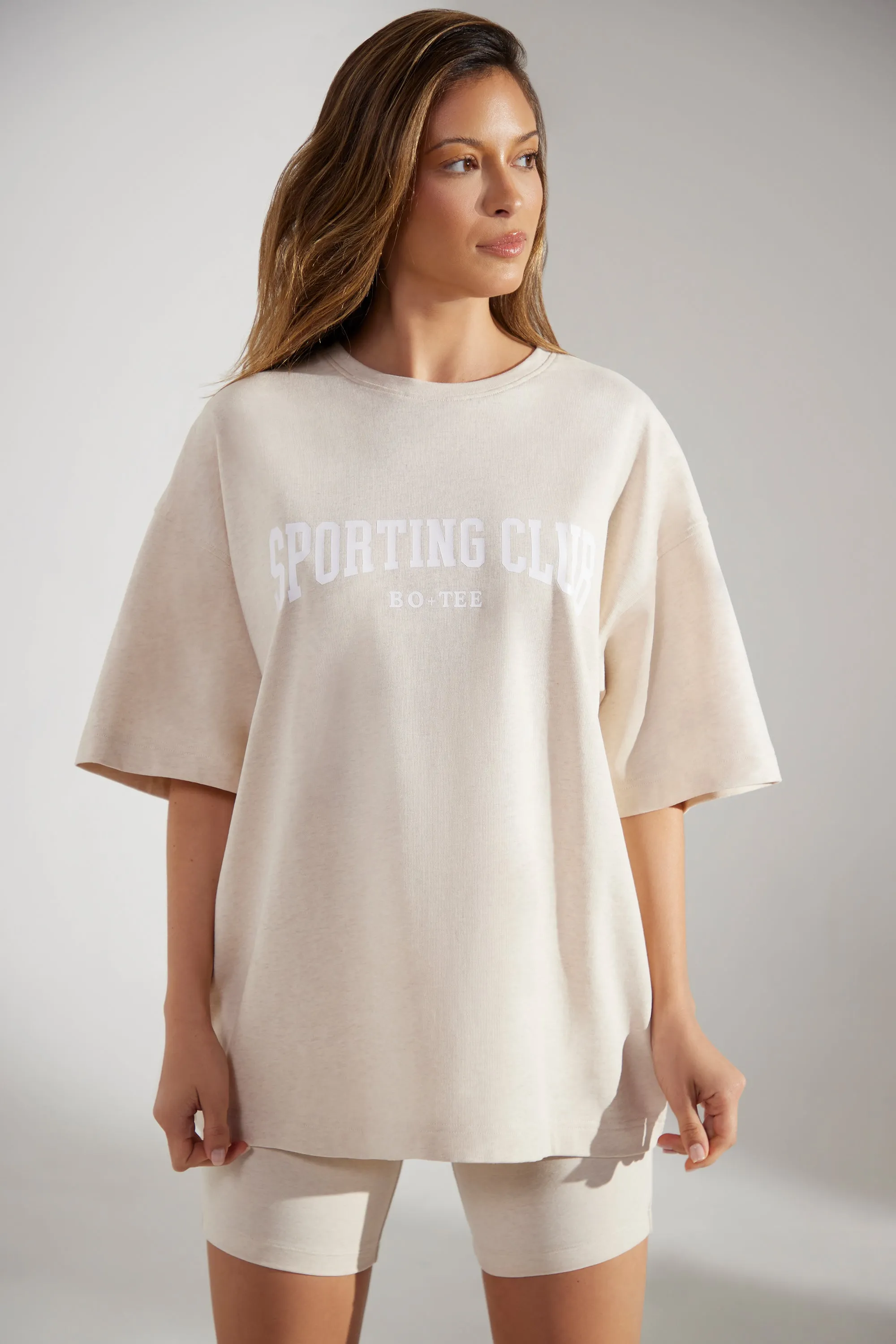 Society - Oversized Short Sleeve T-shirt in Heather Oat sold by Bo + Tee product image thumbnail 4