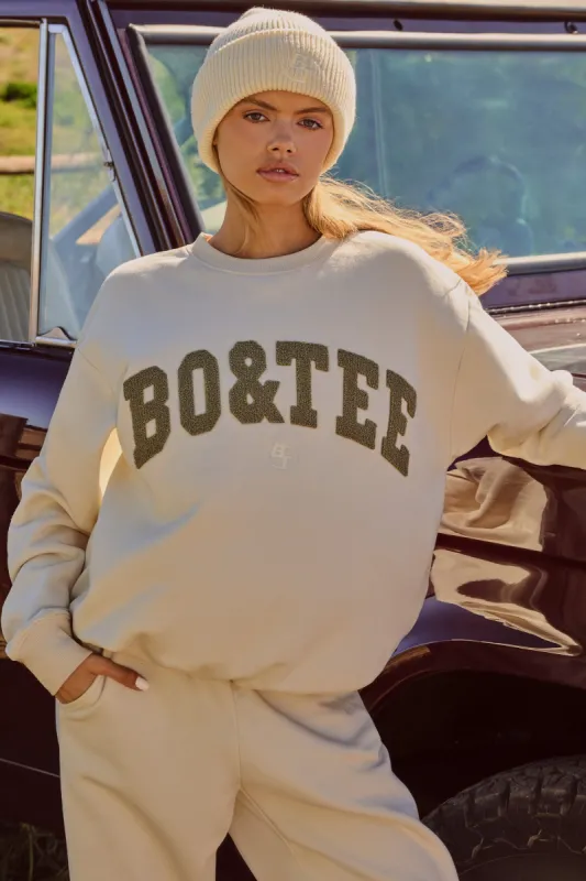 Signature - Oversized Crew Neck Sweatshirt in Bone sold by Bo + Tee