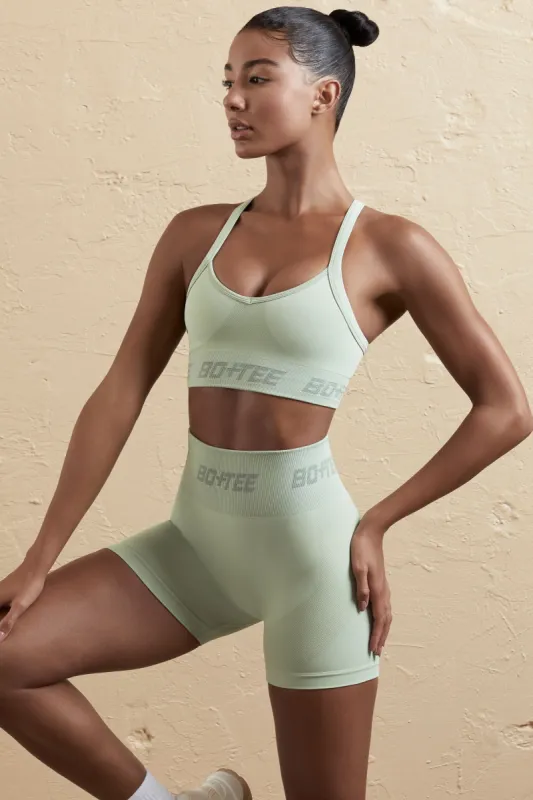 No Competition - Seamless High Waist Mini Shorts in Sage made by Bo + Tee