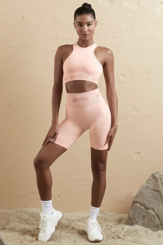 Go The Distance - Seamless High Waist Biker Shorts in Blush sold by Bo + Tee