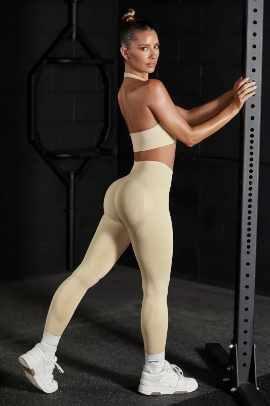 Motivation - High Waist Seamless Leggings in Beige sold by Bo + Tee