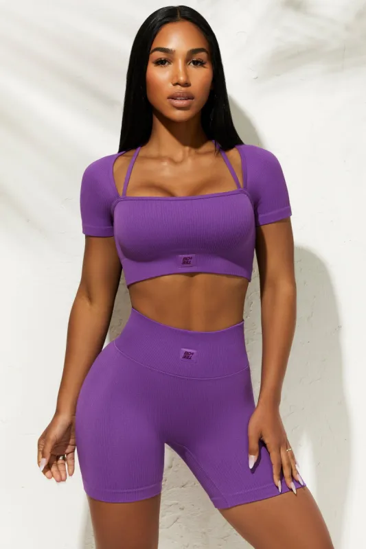 Game on - High Waist Biker Shorts in Purple sold by Bo + Tee