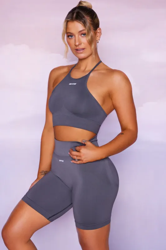 Change The Game - High Waist Seamless Biker Shorts in Grey sold by Bo + Tee