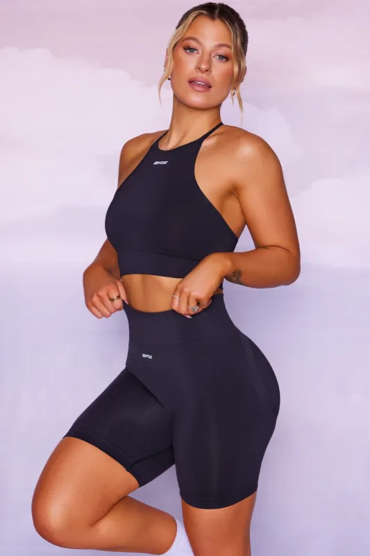 Change The Game - High Waist Seamless Biker Shorts in Black sold by Bo + Tee