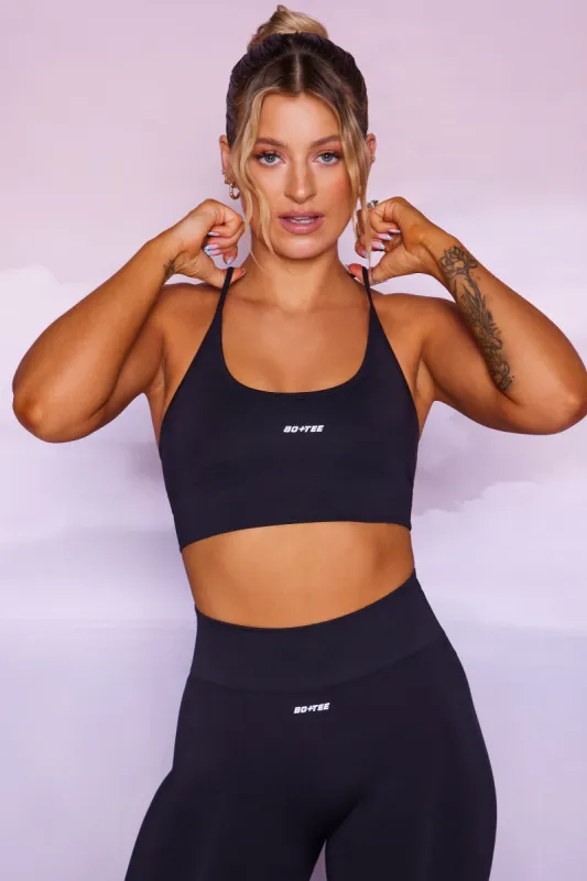 Circuit - Seamless Scoop Neck Sports Bra in Black sold by Bo + Tee