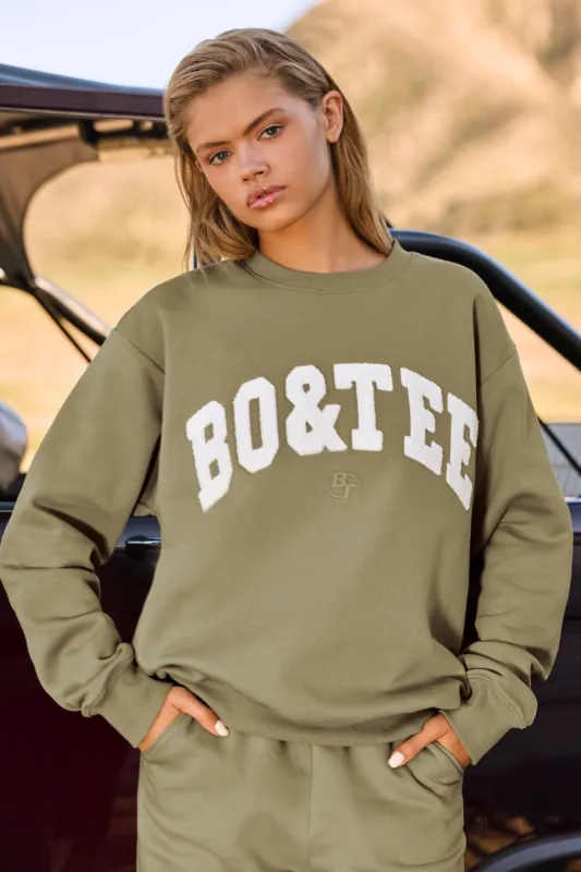 Self Care - Oversized Crew Neck Sweatshirt in Soft Olive sold by Bo + Tee