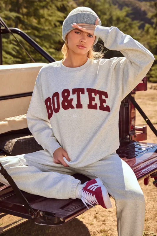 Self Care - Oversized Crew Neck Sweatshirt in Heather Grey sold by Bo + Tee