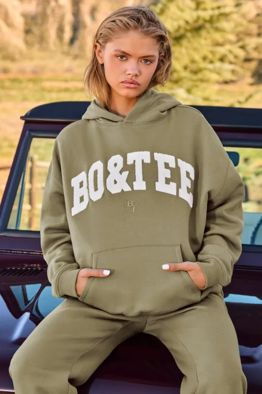 Comfort - Oversized Hooded Sweatshirt in Soft Olive sold by Bo + Tee