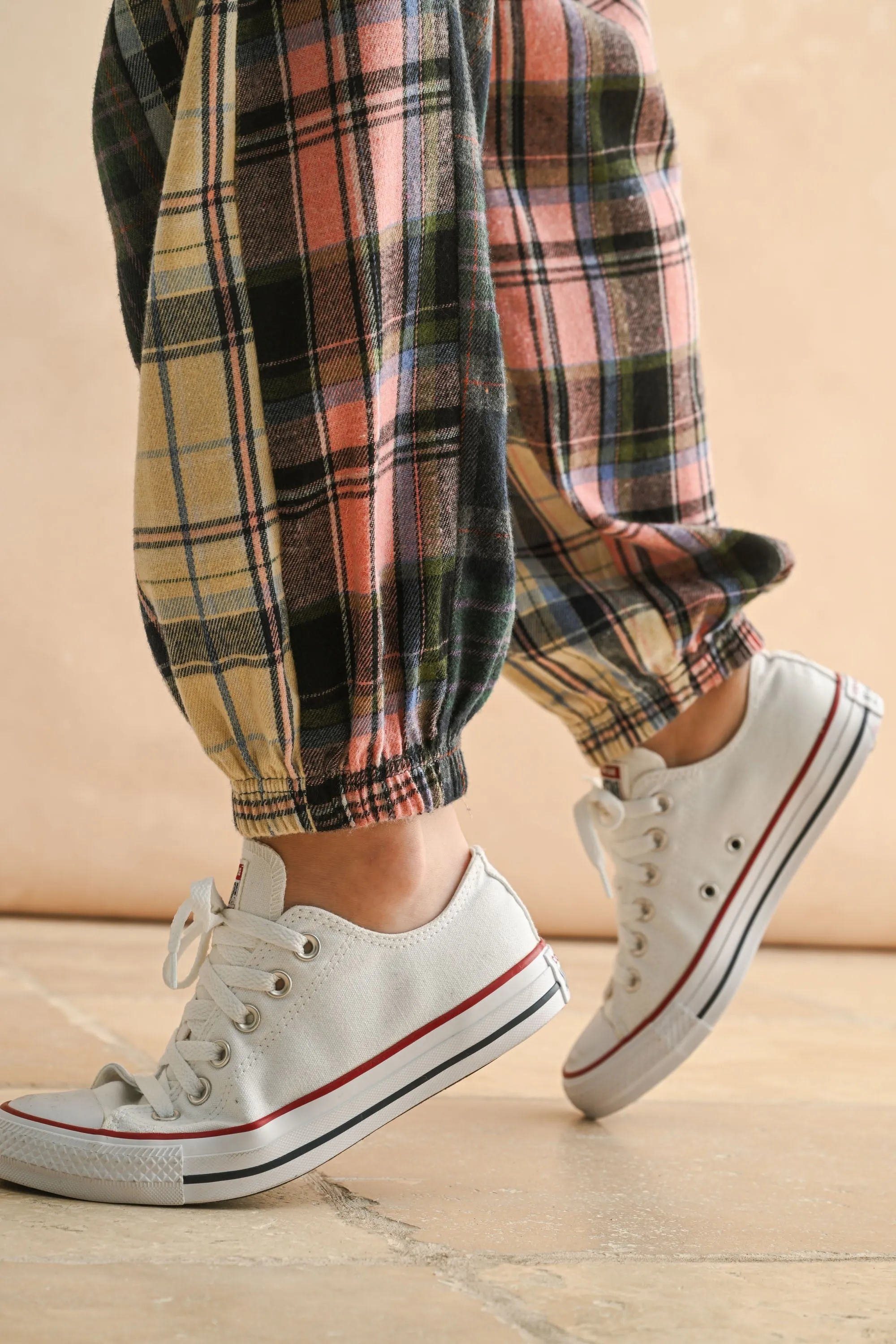 Mixed Plaid Patchwork Relaxed Pants sold by Evercado product image thumbnail 5