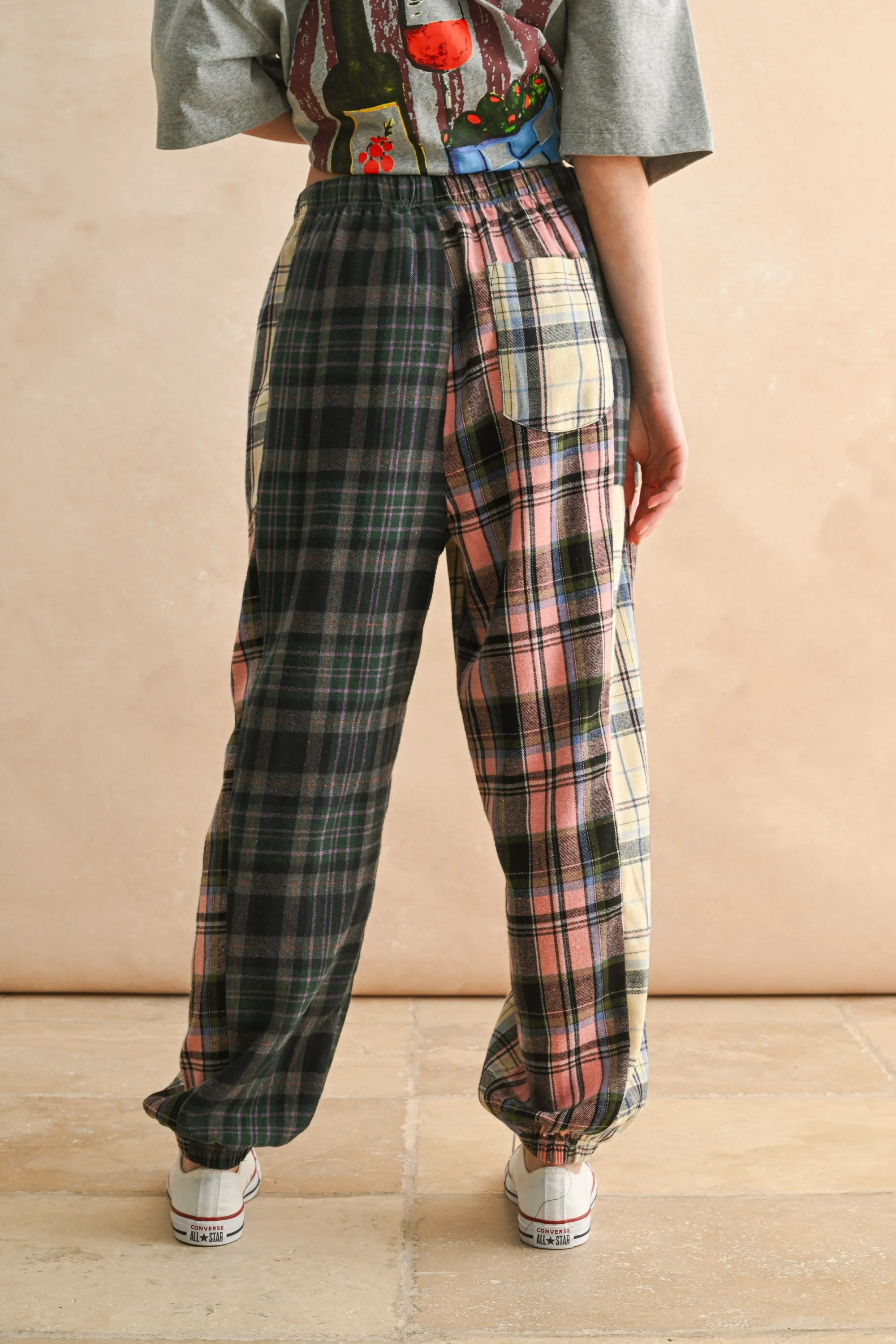 Mixed Plaid Patchwork Relaxed Pants sold by Evercado product image thumbnail 3