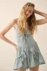 Light Denim Ruffle Tie-Front Romper sold by Evercado