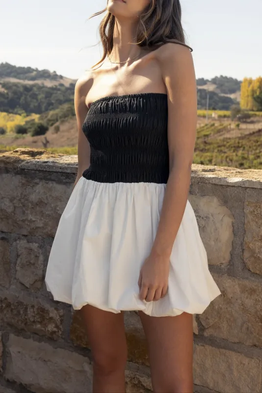 Two-Tone Strapless Bubble Mini Dress sold by Evercado