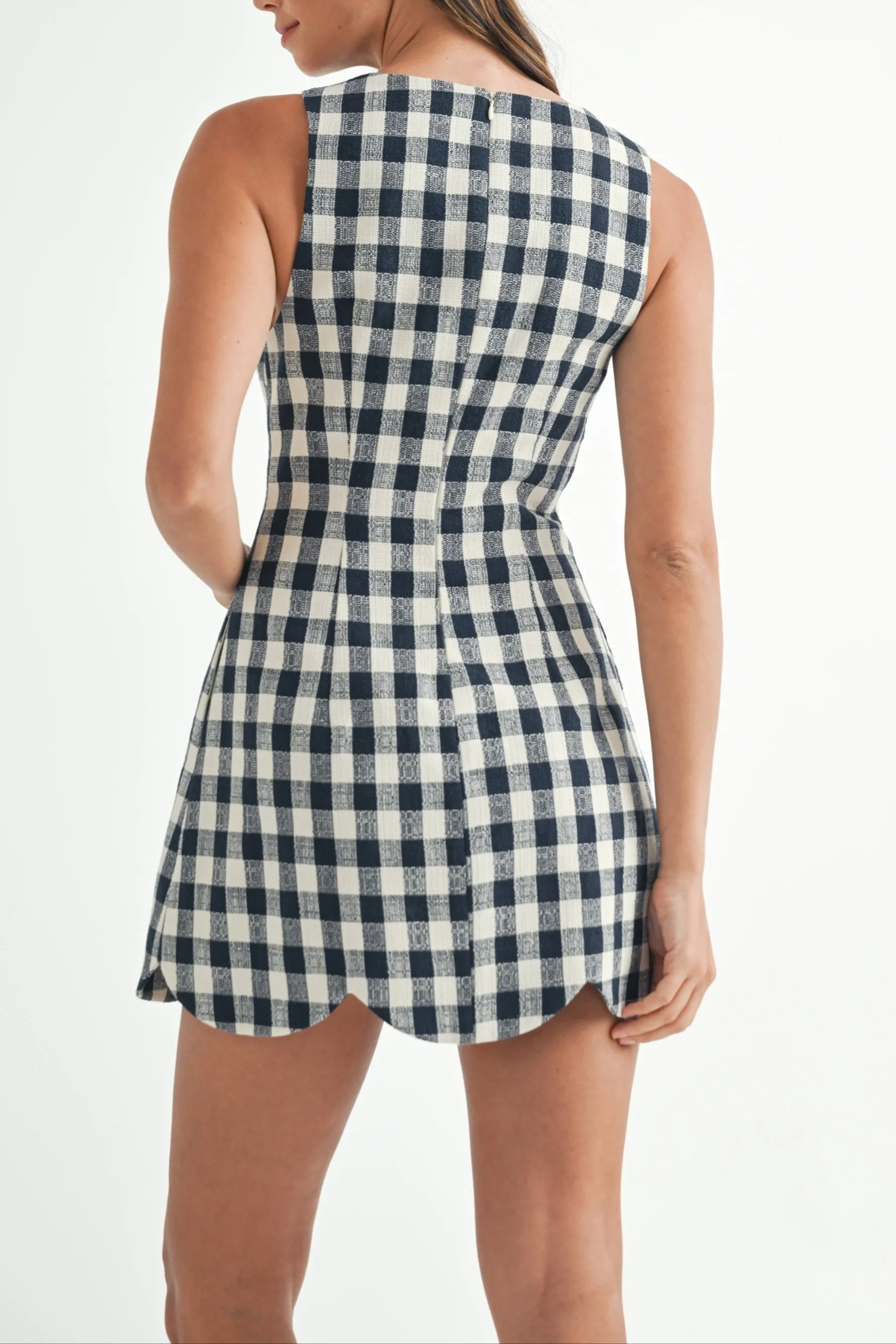 Gingham Scallop-Hem Mini Dress sold by Evercado product image thumbnail 5