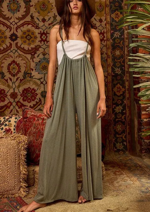 Boho Wide Leg Suspender Jumpsuit sold by Evercado