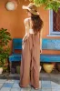Boho Wide Leg Textured Suspender Pants sold by Evercado