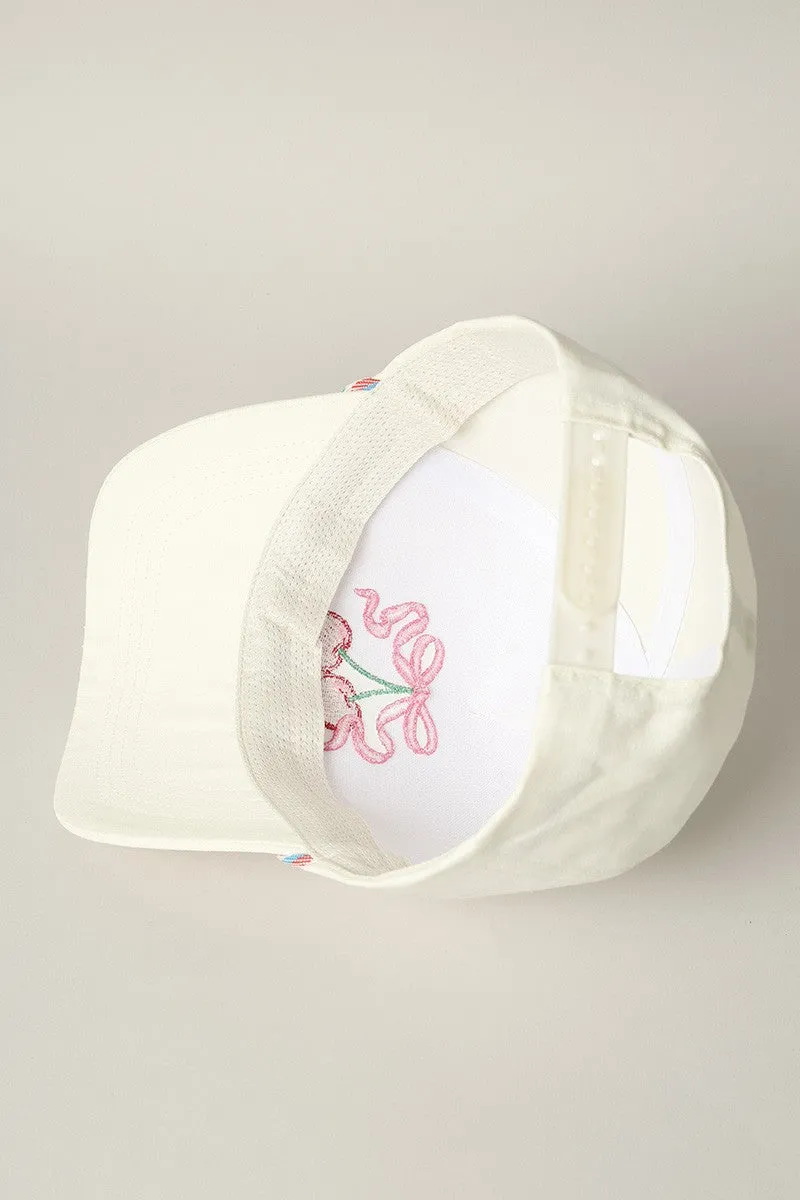 Cherry Ribbon Embroidery Trucker Hat sold by Evercado product image thumbnail 3