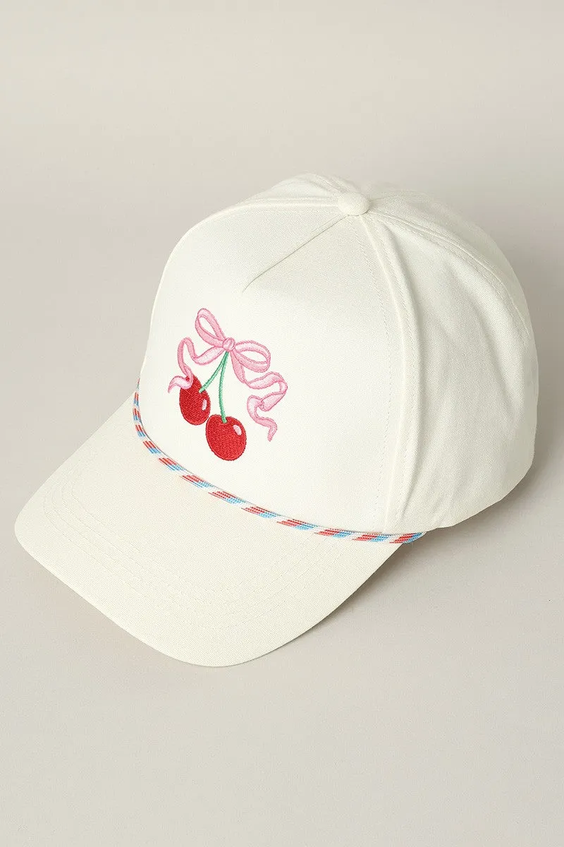 Cherry Ribbon Embroidery Trucker Hat sold by Evercado product image thumbnail 2