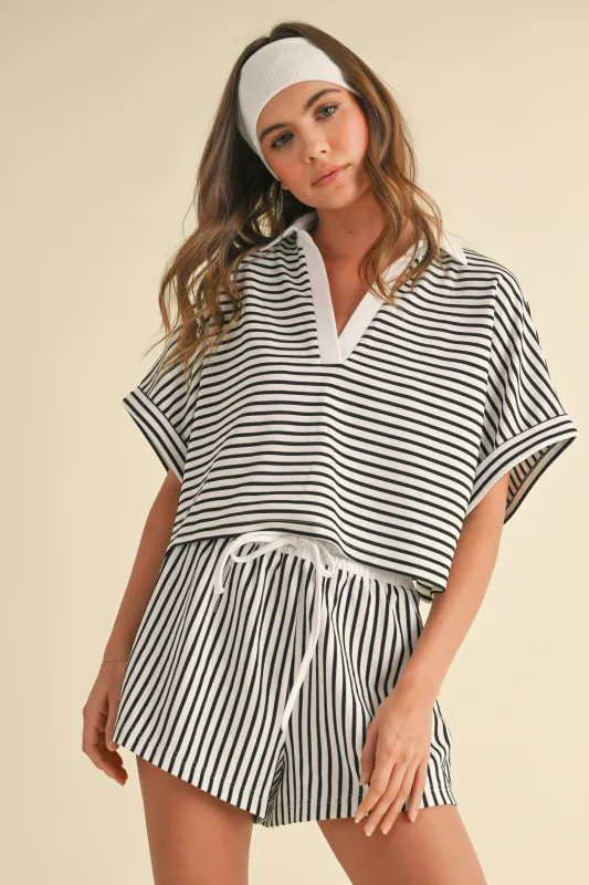 Striped Polo Lounge Set made by Evercado